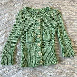 Free People Mint Green Knit Cardigan